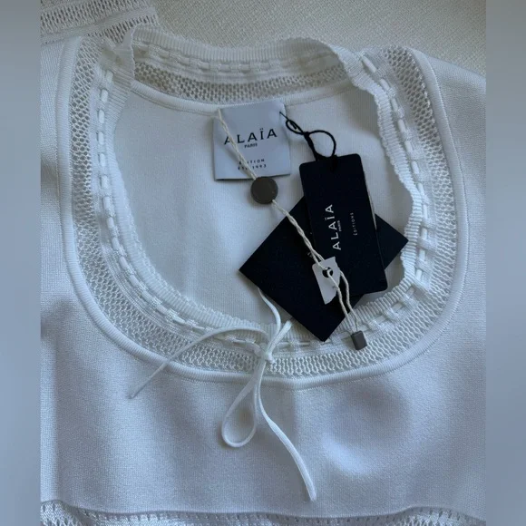 NWT Alaia White Jersey and Lace Paneled Maxi Dress FR38 - Picture 6 of 12